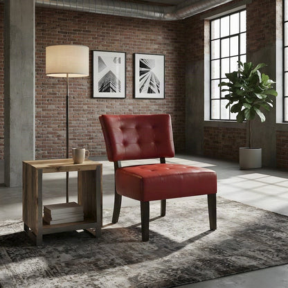 Faux Leather Tufted Oversized Accent Chair, Armchair for Living Room, Red