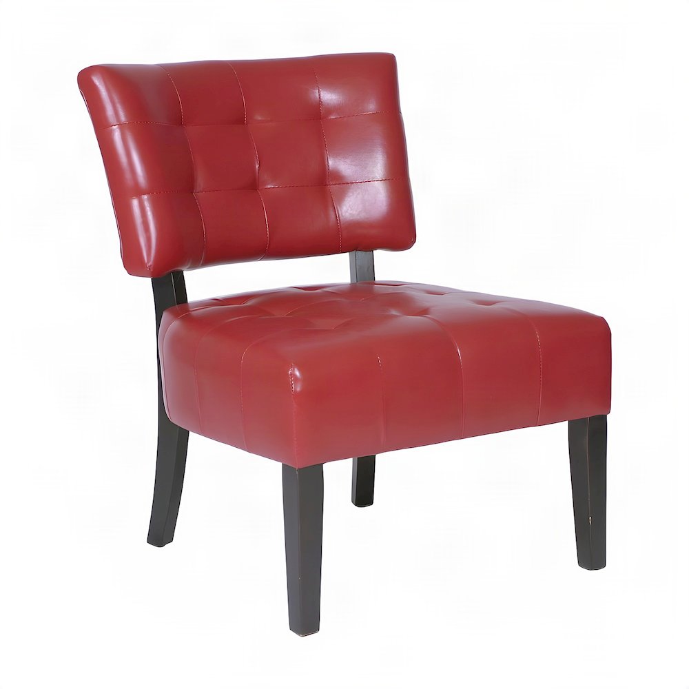 Faux Leather Tufted Oversized Accent Chair, Armchair for Living Room, Red