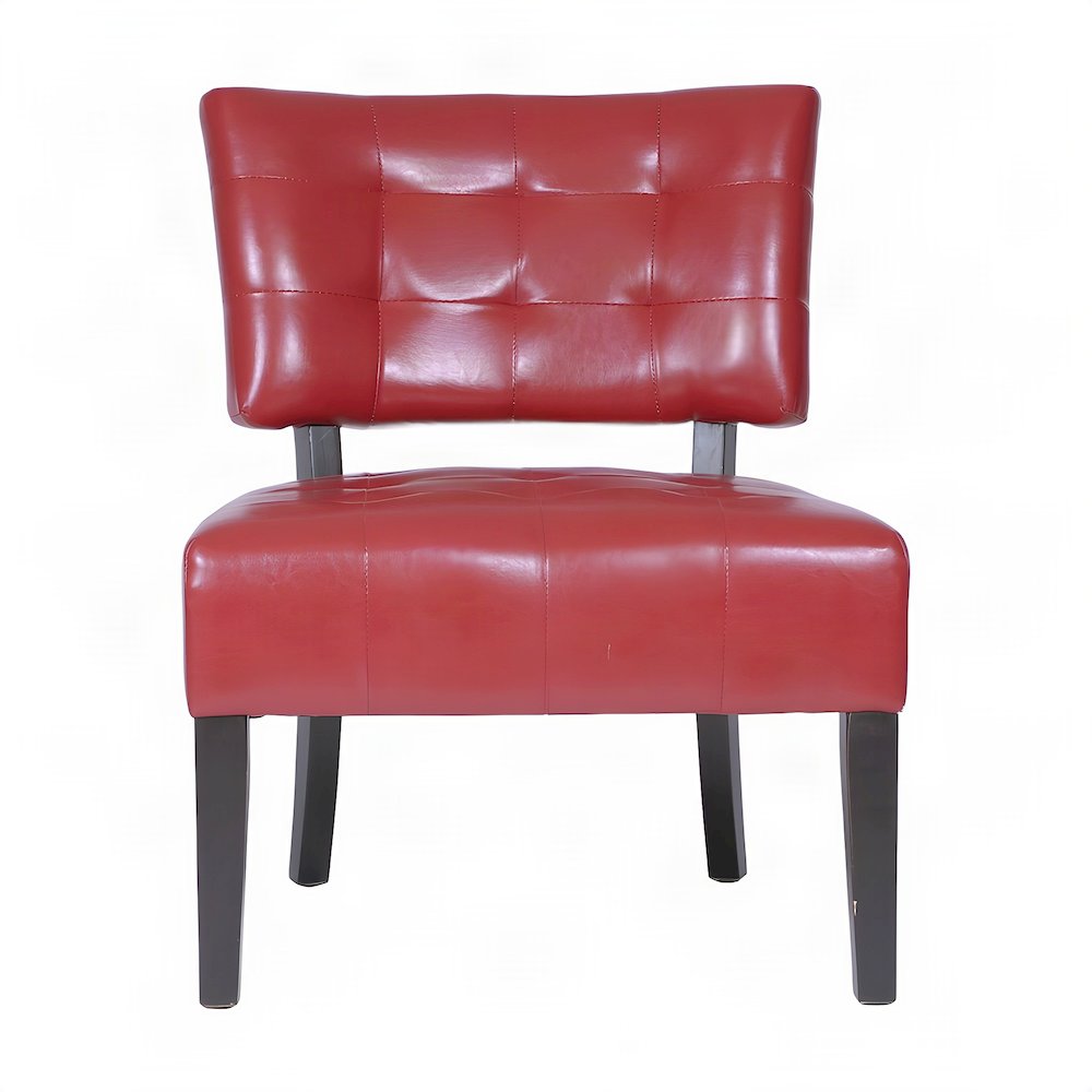Faux Leather Tufted Oversized Accent Chair, Armchair for Living Room, Red