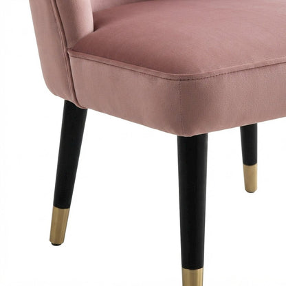 Velvet Upholstered Accent Chair with Wood Frame, Mid-Century Modern, Pink