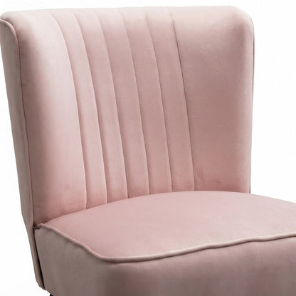 Velvet Upholstered Accent Chair with Wood Frame, Mid-Century Modern, Pink