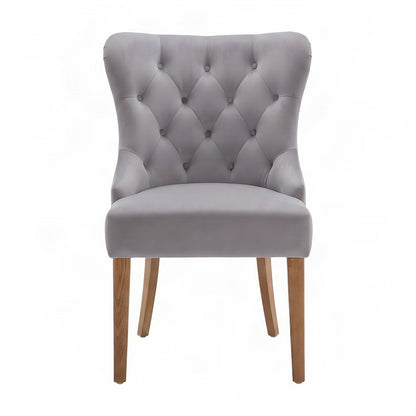 Velvet Button-Tufted Accent Chair, Mid-Century Modern Armchair, Grey