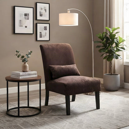 Pisano Fabric Armless Accent Chair with Matching Kidney Pillow, Chocolate