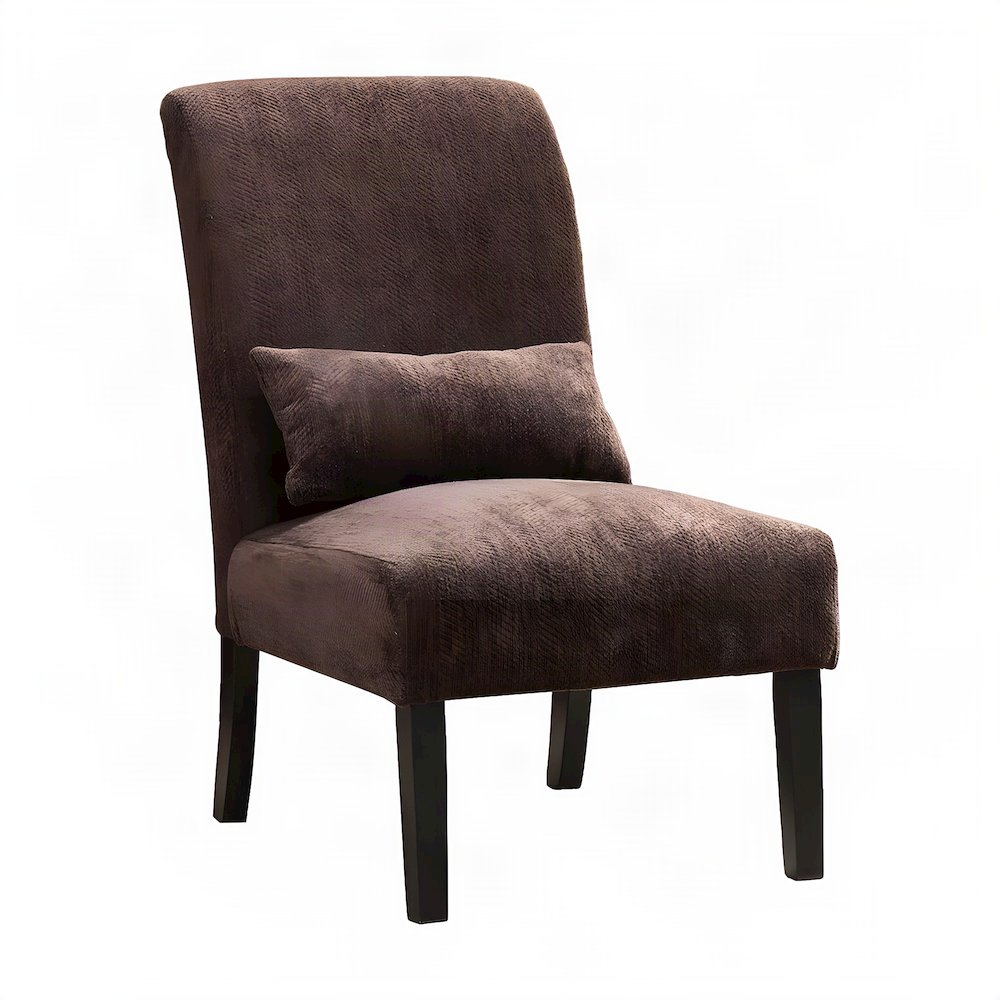 Pisano Fabric Armless Accent Chair with Matching Kidney Pillow, Chocolate