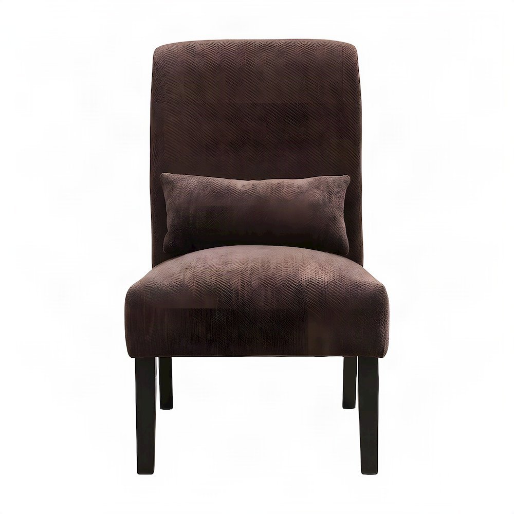 Pisano Fabric Armless Accent Chair with Matching Kidney Pillow, Chocolate