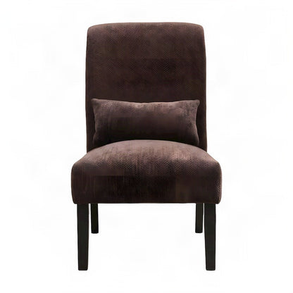 Pisano Fabric Armless Accent Chair with Matching Kidney Pillow, Chocolate