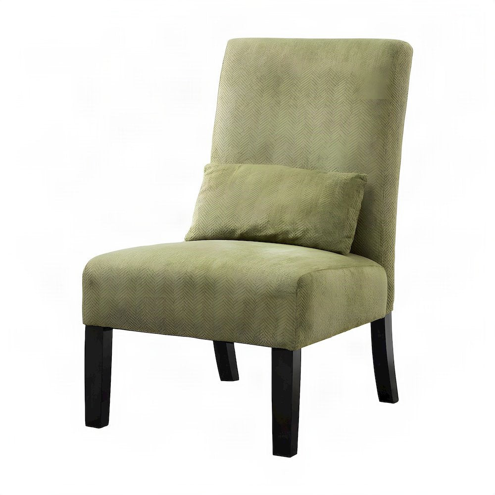 Pisano Fabric Armless Accent Chair with Matching Kidney Pillow, Green