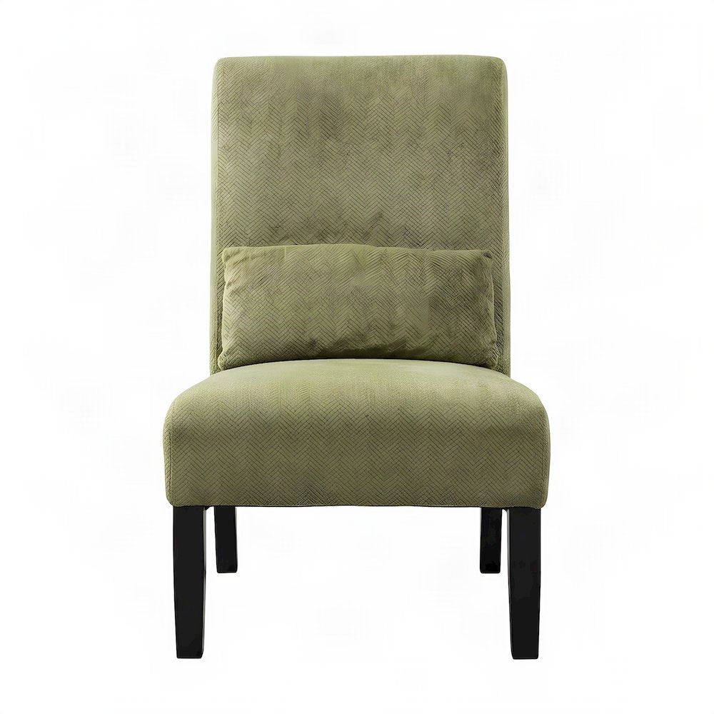 Pisano Fabric Armless Accent Chair with Matching Kidney Pillow, Green