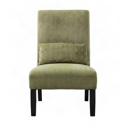 Pisano Fabric Armless Accent Chair with Matching Kidney Pillow, Green