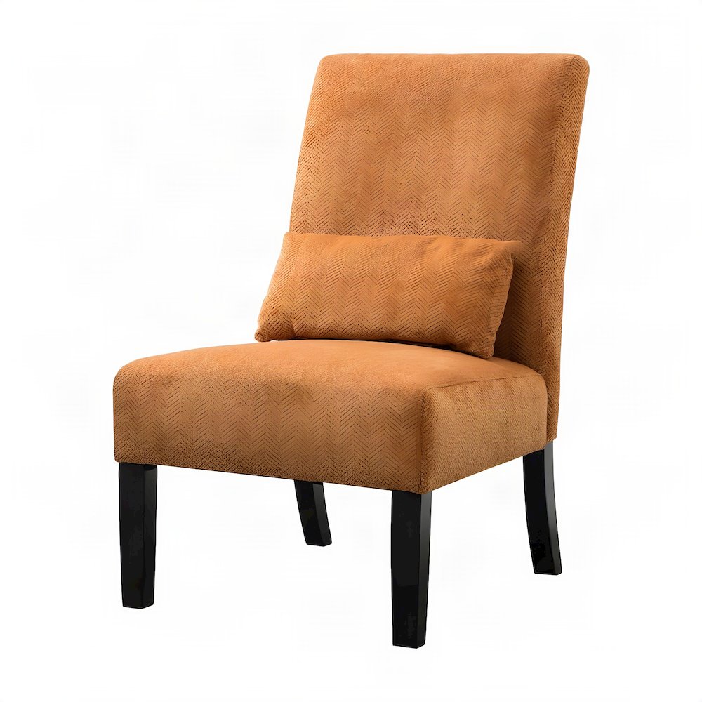 Pisano Fabric Armless Accent Chair with Matching Kidney Pillow, Orange