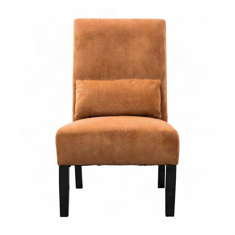 Pisano Fabric Armless Accent Chair with Matching Kidney Pillow, Orange
