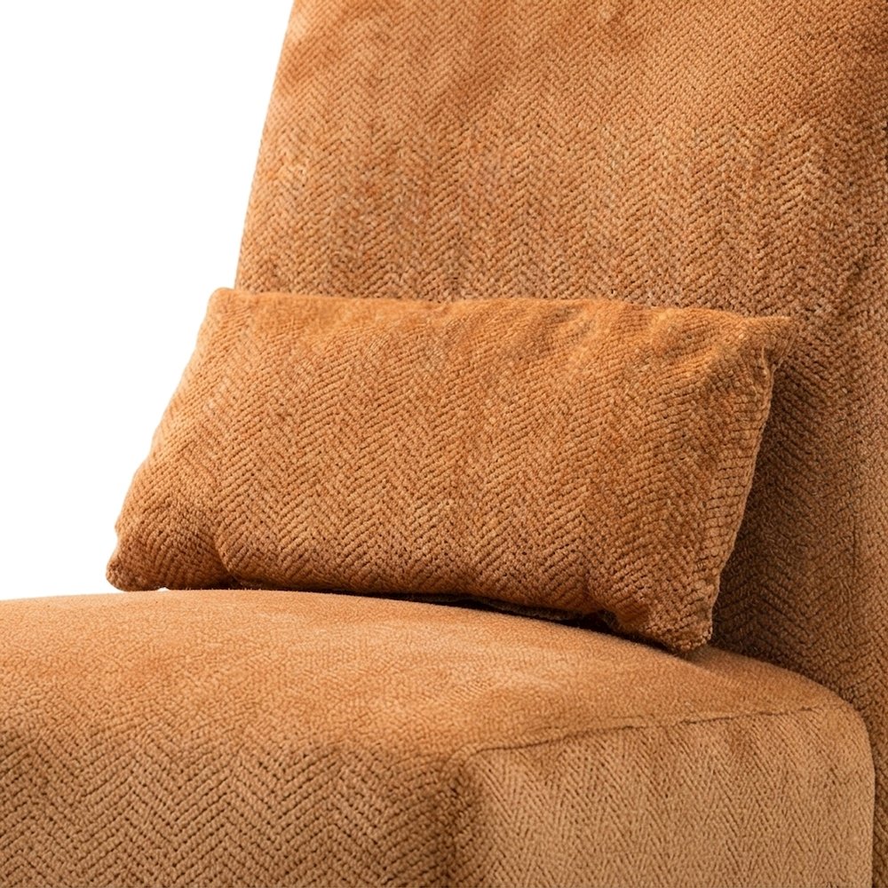 Pisano Fabric Armless Accent Chair with Matching Kidney Pillow, Orange