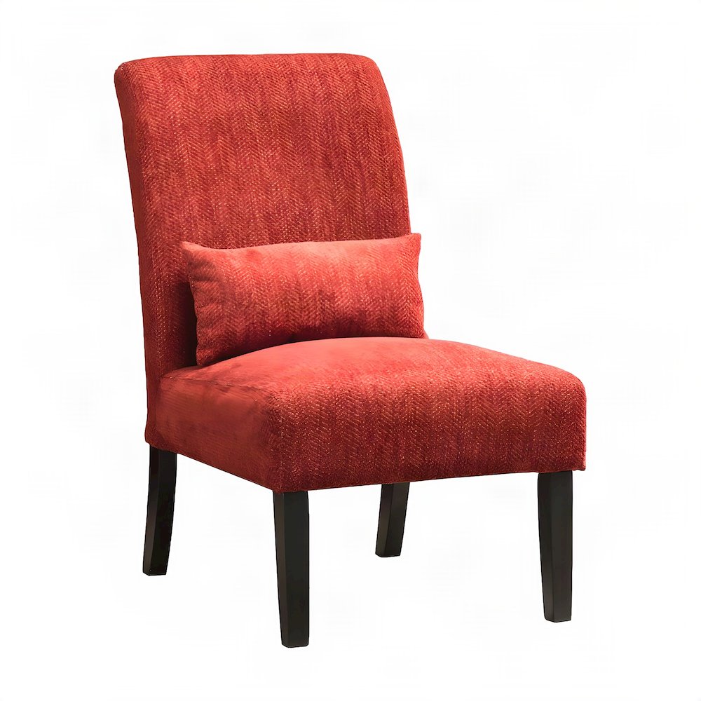 Pisano Fabric Armless Accent Chair with Matching Kidney Pillow, Red