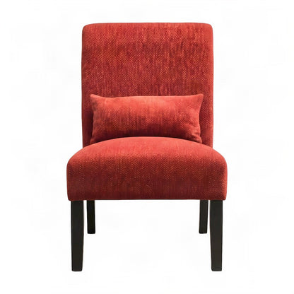 Pisano Fabric Armless Accent Chair with Matching Kidney Pillow, Red