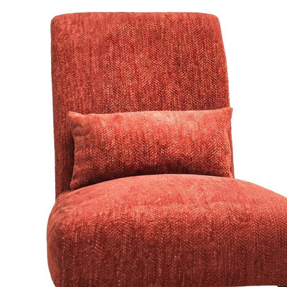 Pisano Fabric Armless Accent Chair with Matching Kidney Pillow, Red
