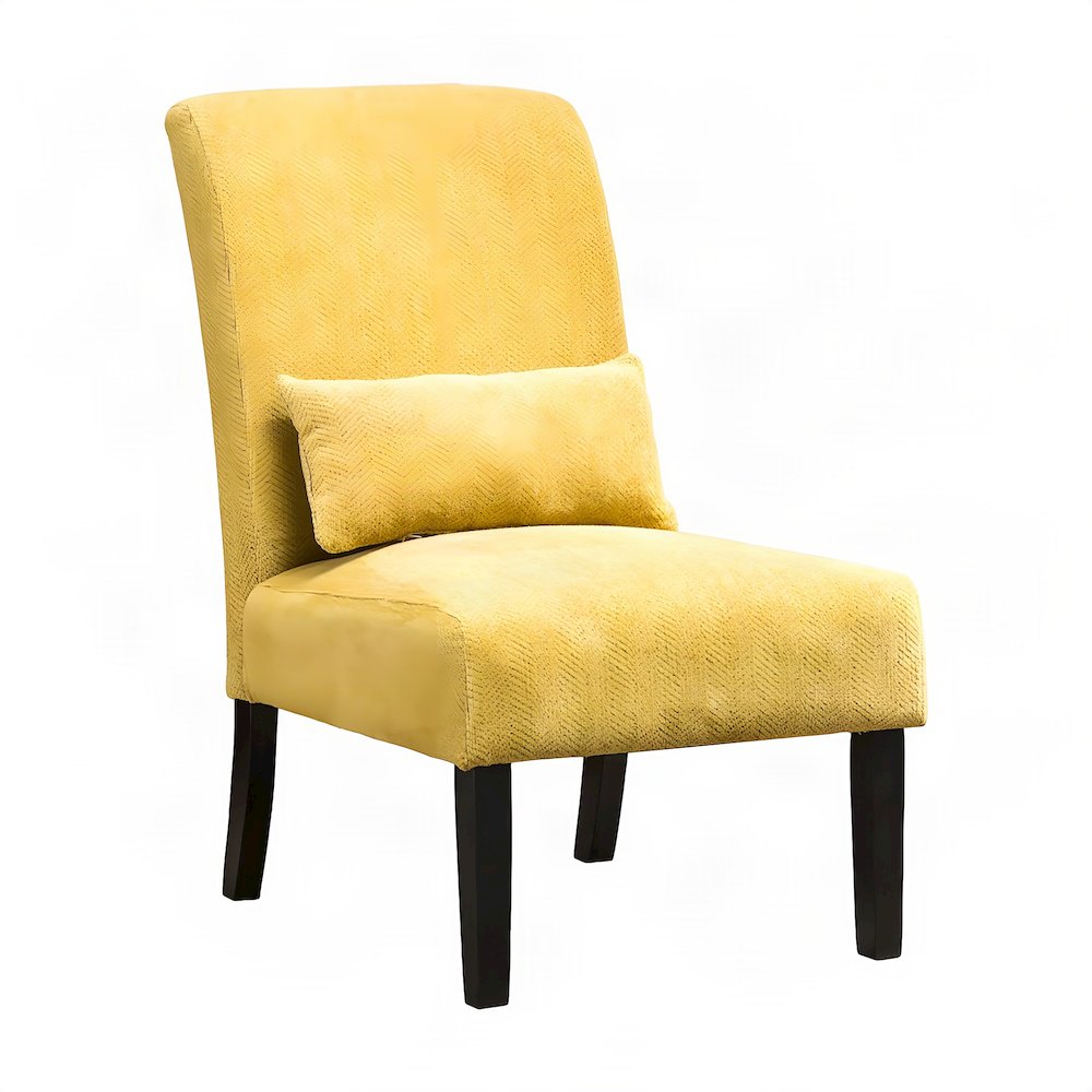 Pisano Fabric Armless Accent Chair with Matching Kidney Pillow, Yellow