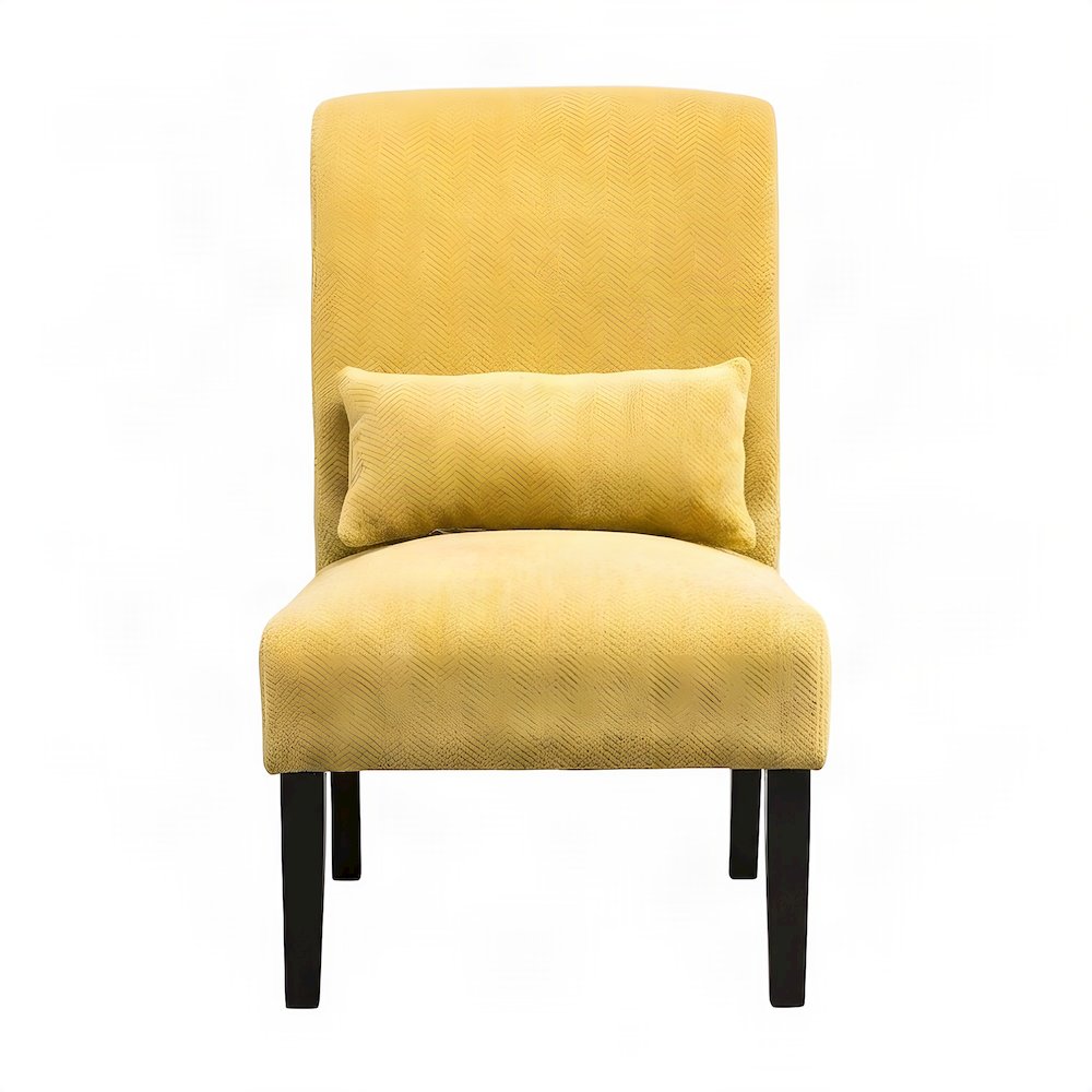Pisano Fabric Armless Accent Chair with Matching Kidney Pillow, Yellow