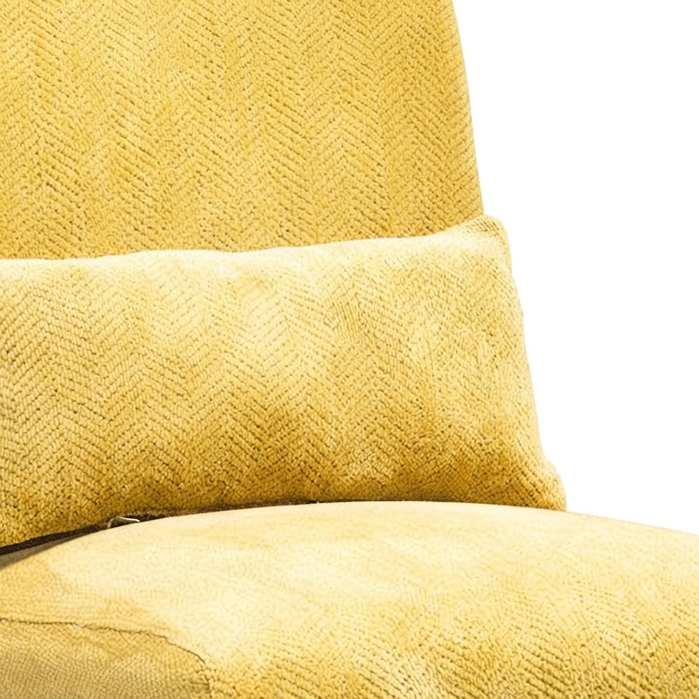 Pisano Fabric Armless Accent Chair with Matching Kidney Pillow, Yellow