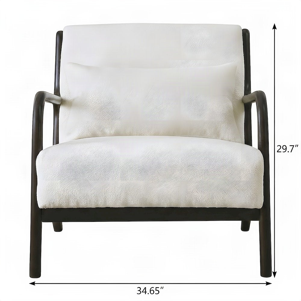 Chenille Mid-Century Modern Accent Chair with Pillow, Armchair, Black