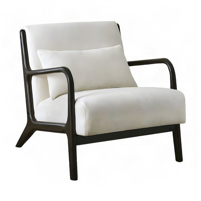 Chenille Mid-Century Modern Accent Chair with Pillow, Armchair, Black