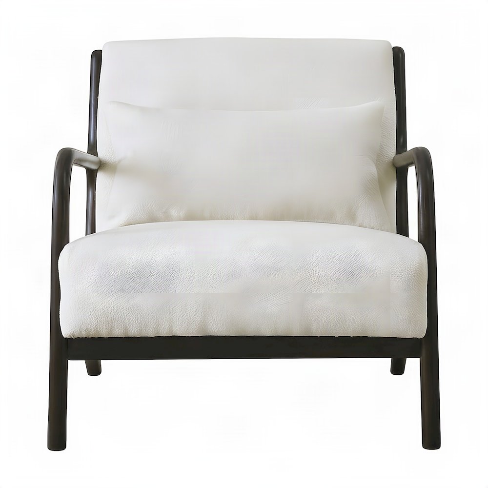 Chenille Mid-Century Modern Accent Chair with Pillow, Armchair, Black