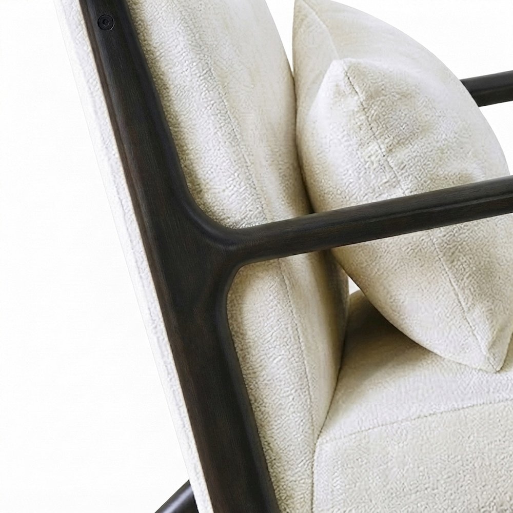 Chenille Mid-Century Modern Accent Chair with Pillow, Armchair, Black