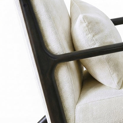 Chenille Mid-Century Modern Accent Chair with Pillow, Armchair, Black