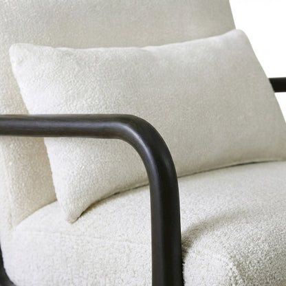 Chenille Mid-Century Modern Accent Chair with Pillow, Armchair, Black