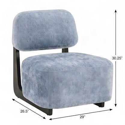 Chenille Modern Accent Chair with Solid Wood Frame, Upholstered, Blue