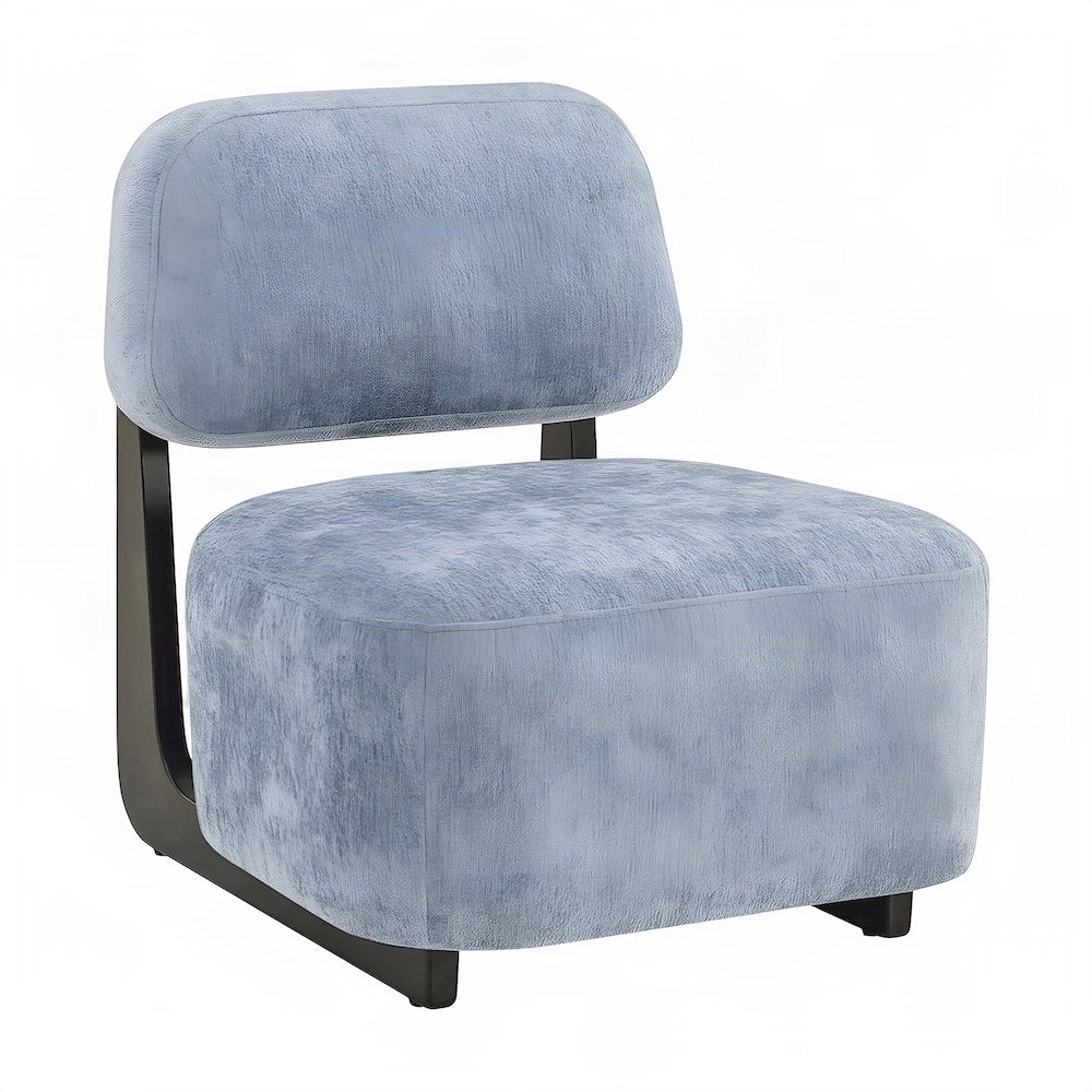 Chenille Modern Accent Chair with Solid Wood Frame, Upholstered, Blue