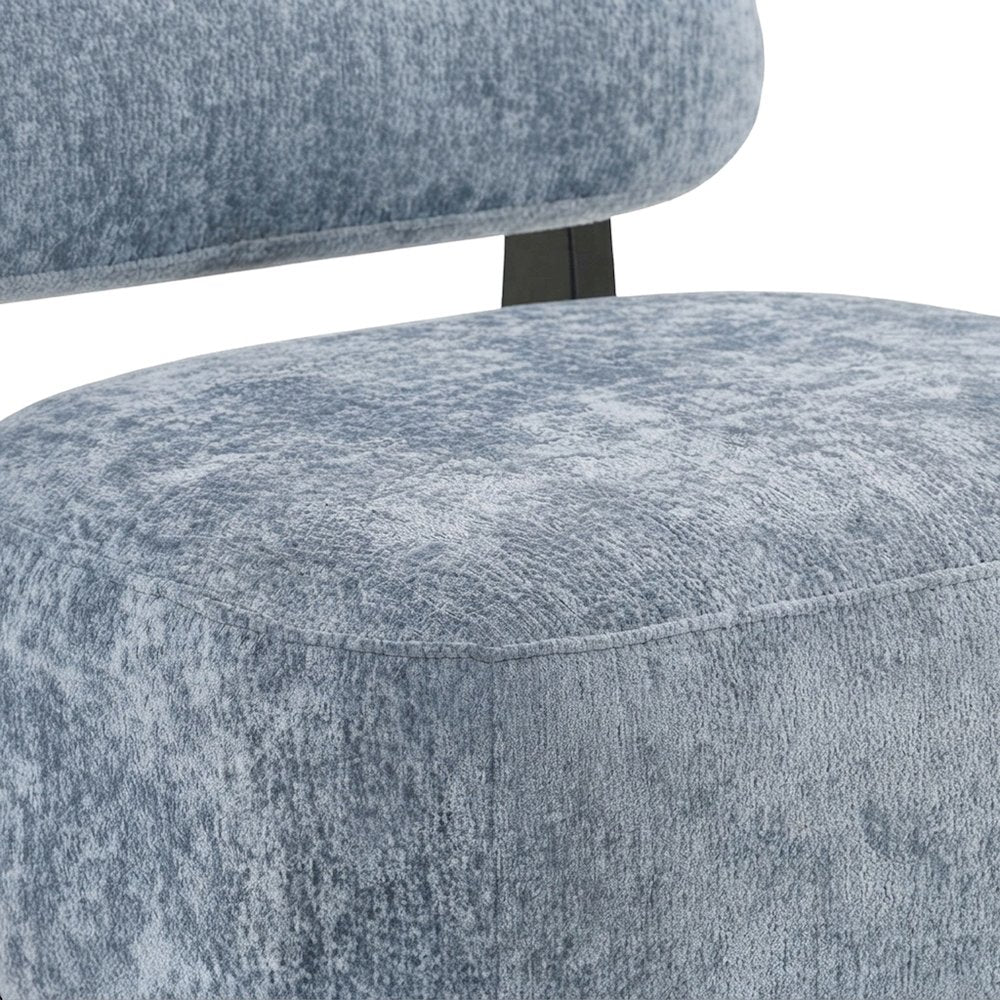 Chenille Modern Accent Chair with Solid Wood Frame, Upholstered, Blue