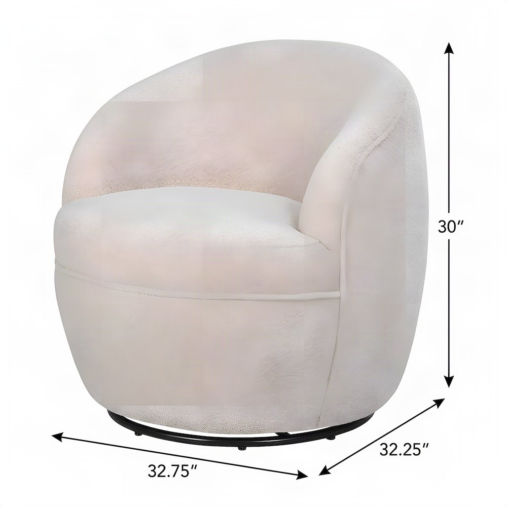 Sherpa Swivel Barrel Accent Chair with Teddy Upholstery, 360, Beige