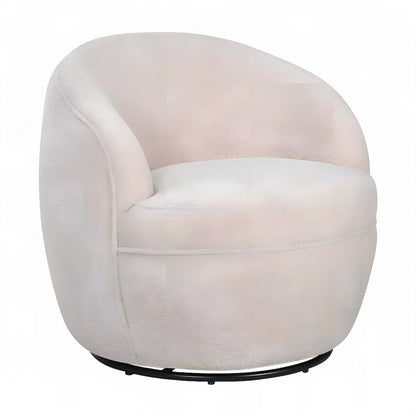 Sherpa Swivel Barrel Accent Chair with Teddy Upholstery, 360, Beige