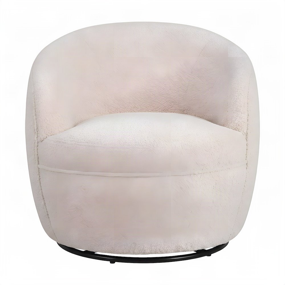 Sherpa Swivel Barrel Accent Chair with Teddy Upholstery, 360, Beige