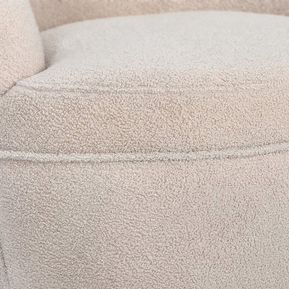 Sherpa Swivel Barrel Accent Chair with Teddy Upholstery, 360, Beige
