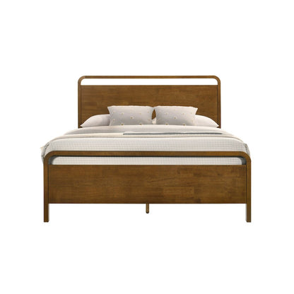 Eldren Wood Platform Bed in Walnut Finish, Queen