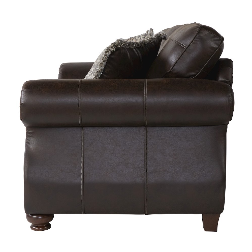 Leinster Faux Leather Nailhead Sofa, Loveseat, and Chair Set in Espresso