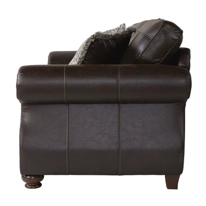 Leinster Faux Leather Nailhead Sofa, Loveseat, and Chair Set in Espresso