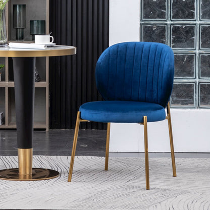 Amoa 5-Pc Dining Set, White Round Dining Table and 4 Chairs, Blue and Yellow