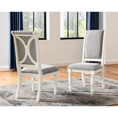 Belleza French Country 7-PC Dining Set in Antique White and Weathered Oak Finish