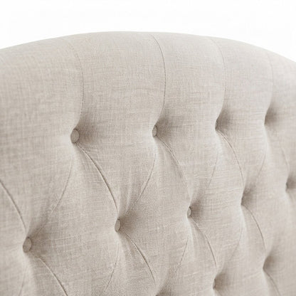 Fabric Upholstered Wingback Panel Bed Frame with Tufted Headboard, Tan, King