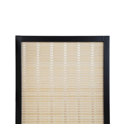 Inkwell 4-Panel Bamboo Room Divider, Folding Screen, Natural with Black Frame