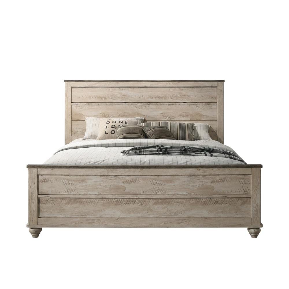 Wood Veneer Queen Bedroom Furniture Set with Dresser, Mirror and Chest, Grey