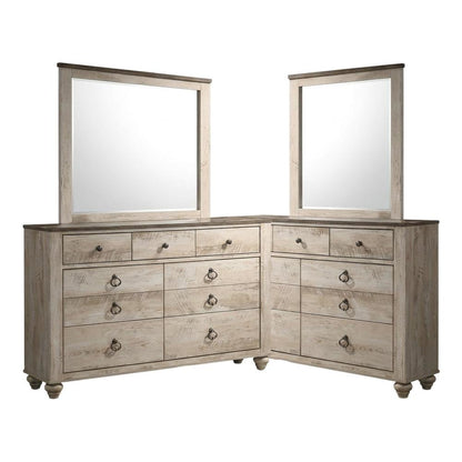 Wood Veneer Queen Bedroom Furniture Set with Dresser, Mirror and Chest, Grey