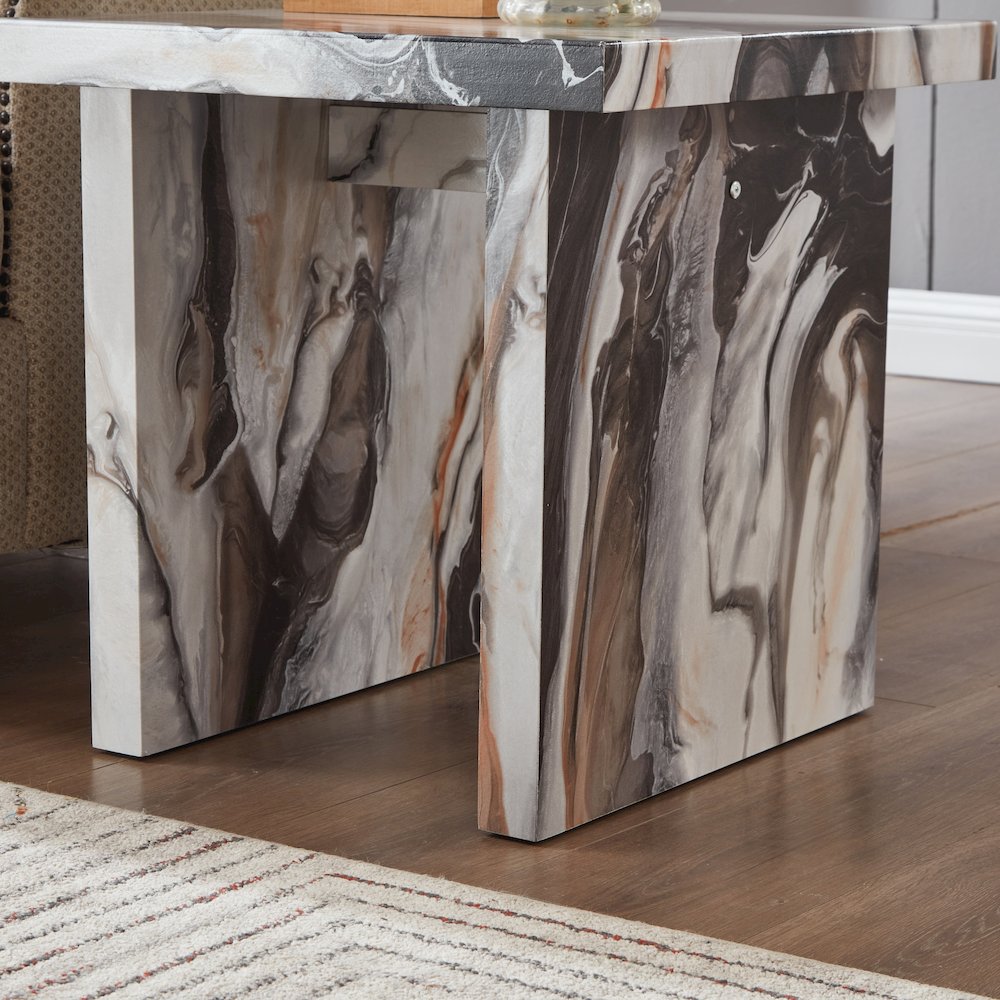 Cavira 3-Piece Faux Marble Coffee Table Set, Table and Two End Tables, Off-white