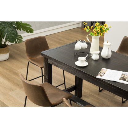 Lotusville 7-Pc Counter Height Wood Dining Table, 6 Faux Leather Chairs