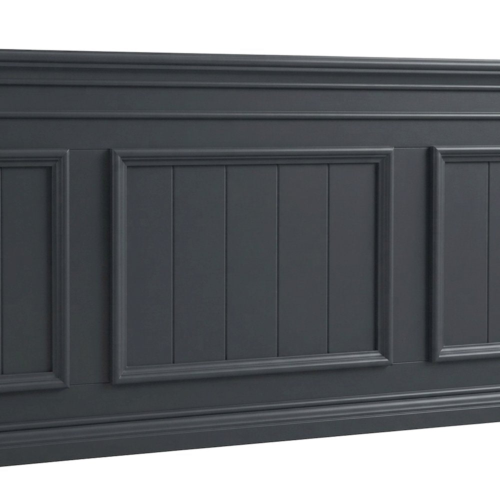 Wood Bedroom Suite, Shiplap Panel Bed, Nightstands, Blue, King, 3 Piece Set