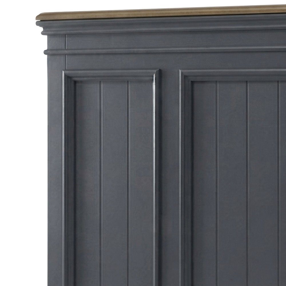 Wood Bedroom Suite Shiplap Panel Bed, Nightstands, Blue, Queen, 3 Piece Set