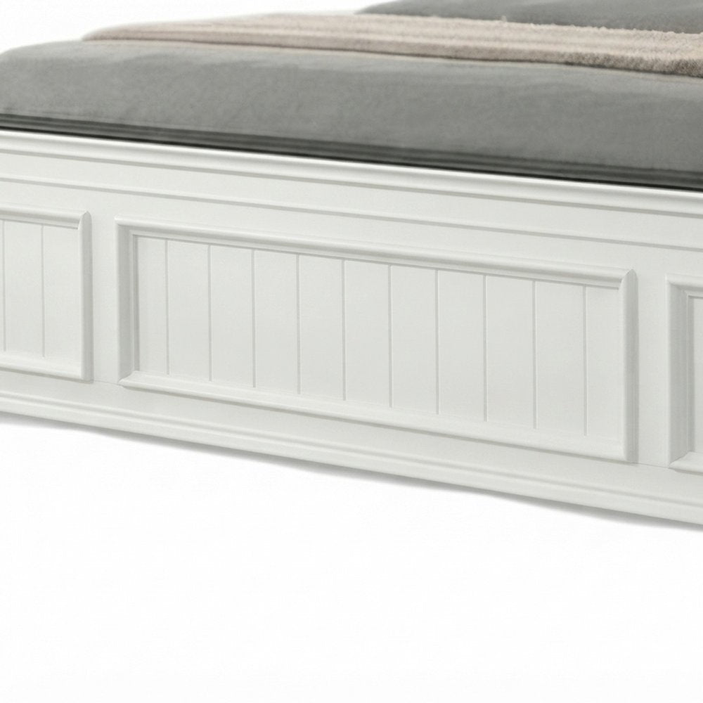Farmhouse King Size Wood Bedroom Furniture with Nightstands, 3 Piece Set, White