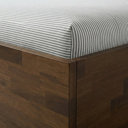 Rubberwood Queen Platform Bed and Nightstands, Mid-Century Modern, Walnut